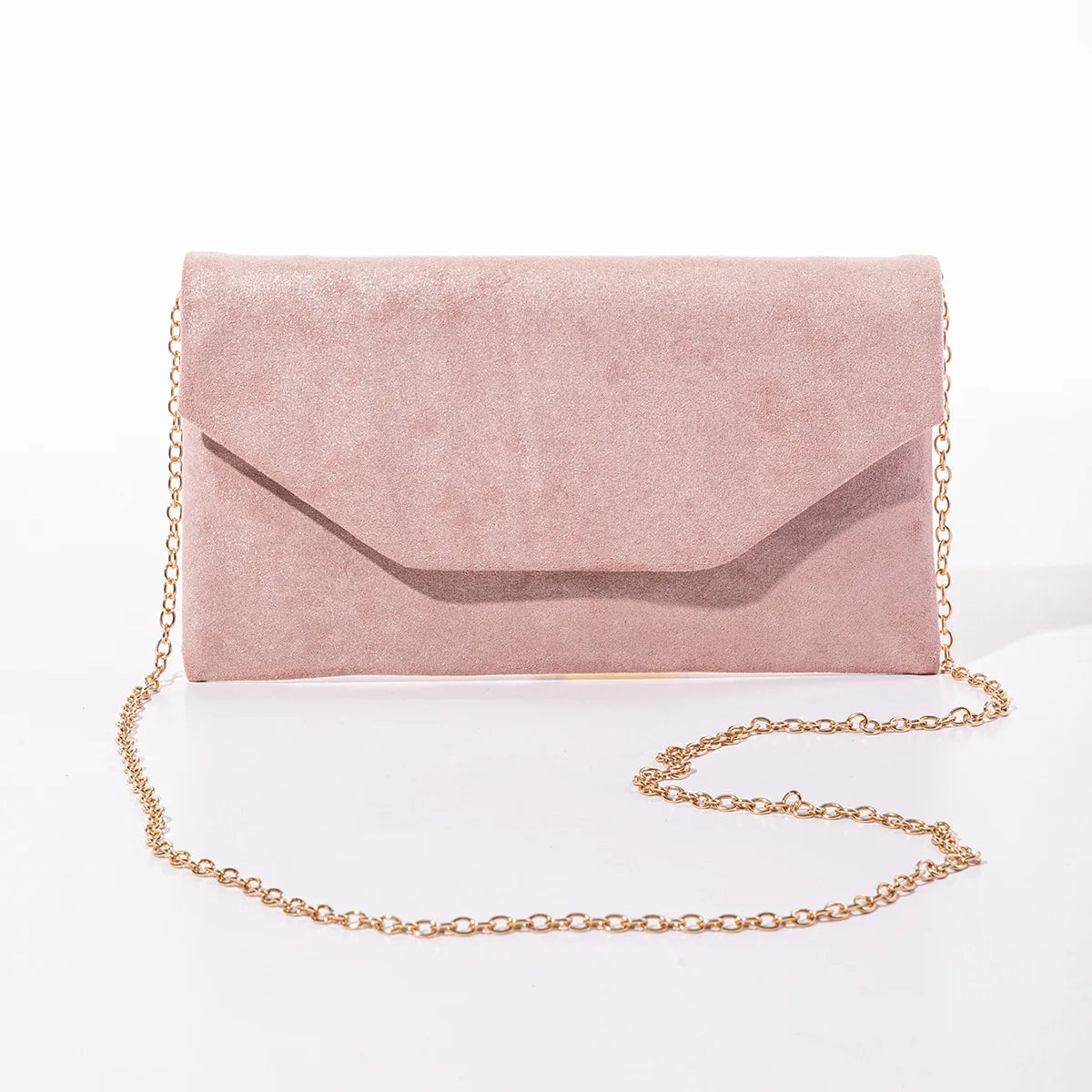 Amblot Pink Suede clutch purse with envelope flap