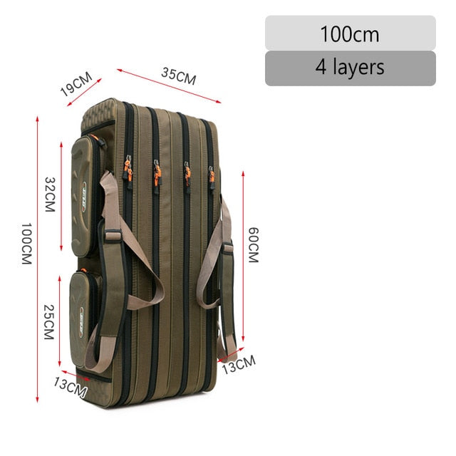 4-compartment fishing rod carrying bag