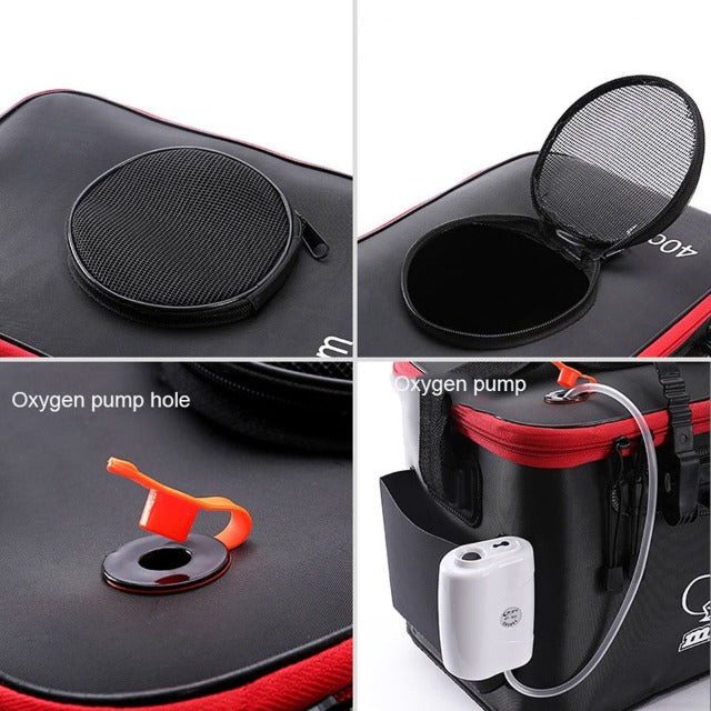 Fishing fish storage bag with built-in oxygen pump