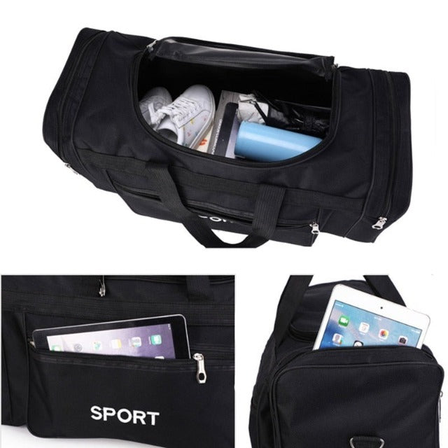 Black sports duffel bag