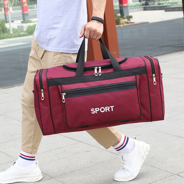 Red sports duffel bag