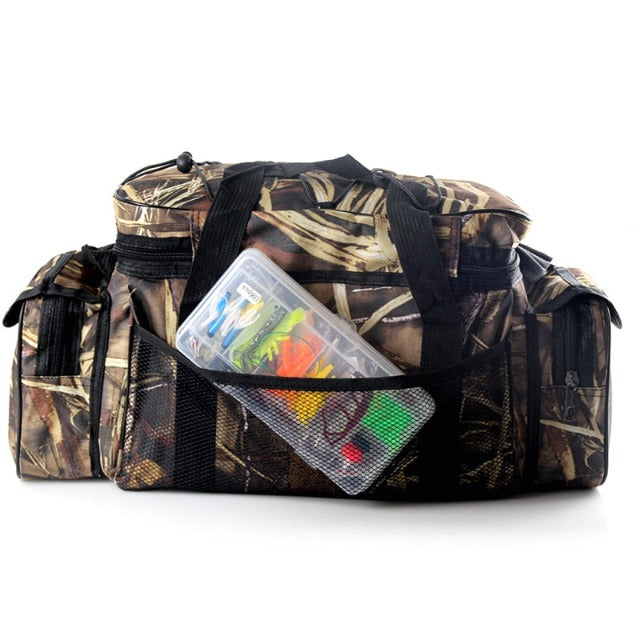 Black waterproof fishing shoulder bag