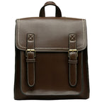 Dark brown leather satchel bag for women