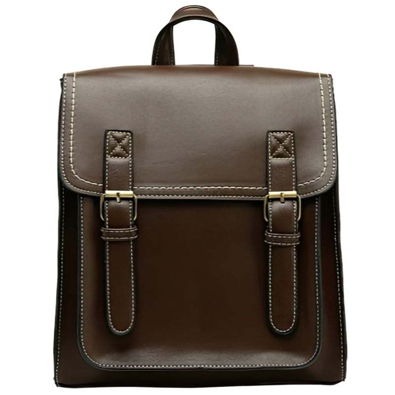 Dark brown leather satchel bag for women