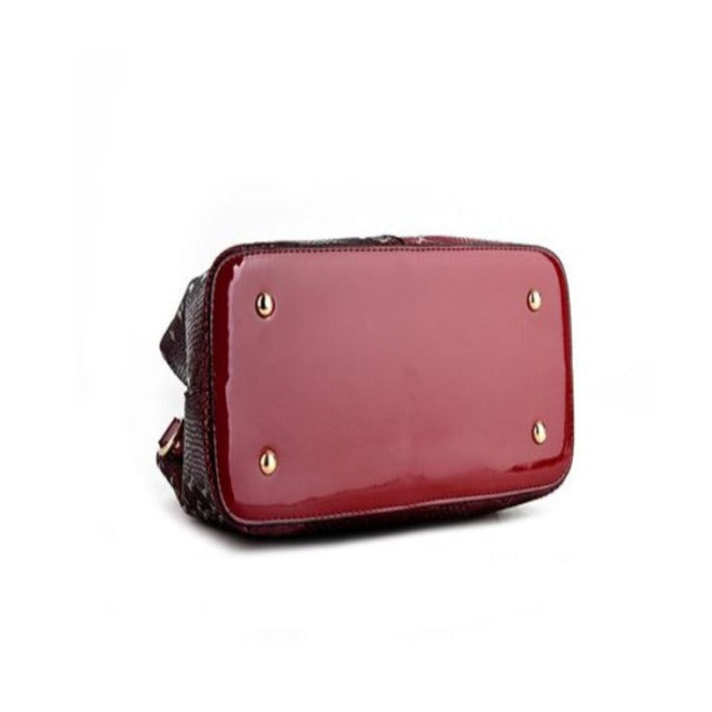 Aligator red leather shopper handbag