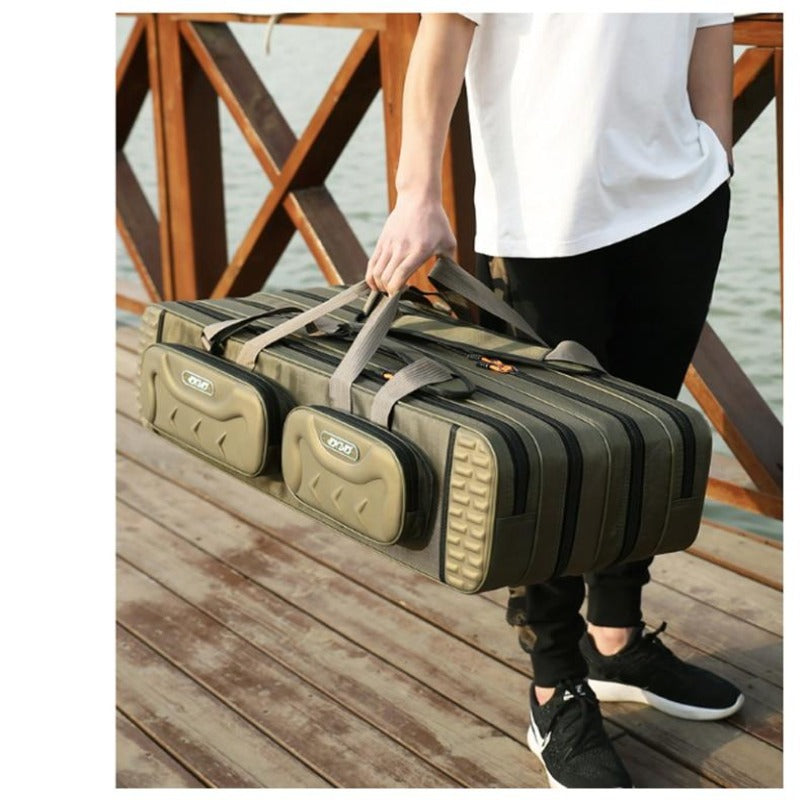 3-compartment fishing rod carrying bag