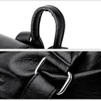 Black leather backpack purse for women