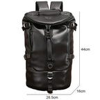 Vintage black leather travel backpack for men