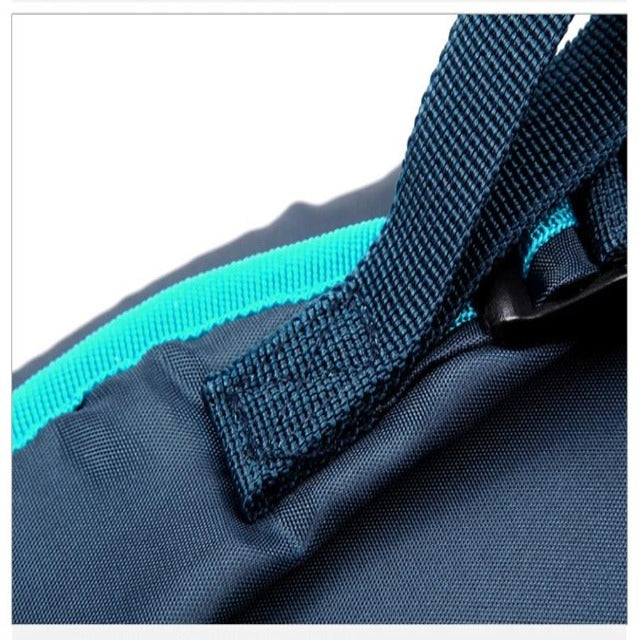 Small blue hiking backpack