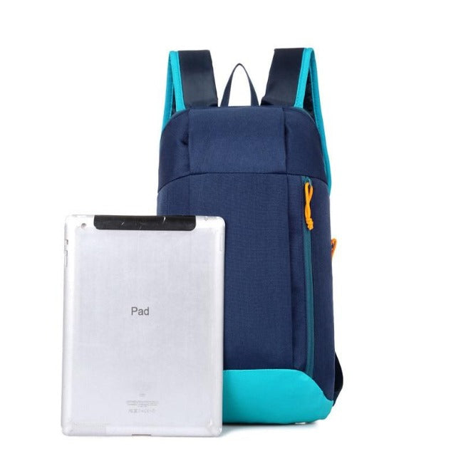 Small blue hiking backpack
