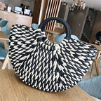 Black and white rattan shopper bag