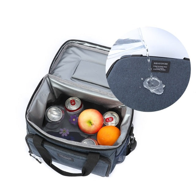 Navy blue insulated shoulder cooler bag
