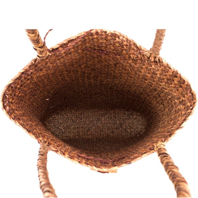 Boho rattan shopper bag