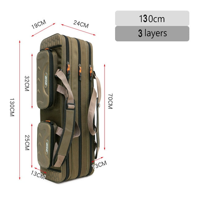 3-compartment fishing rod carrying bag