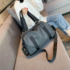 Black grey sports duffel bag