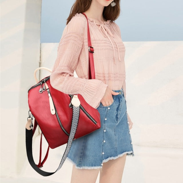 Red convertible backpack purse