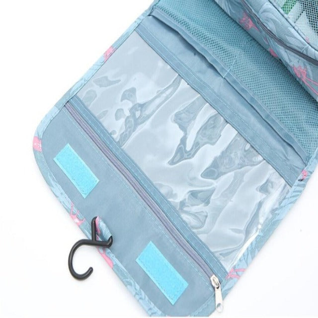 Blue flowers hanging toiletry bag