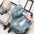 Blue flowers hanging toiletry bag