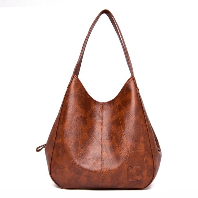 Brown leather hobo bag