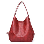 Red leather hobo bag