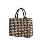 Beige woven shopper bag