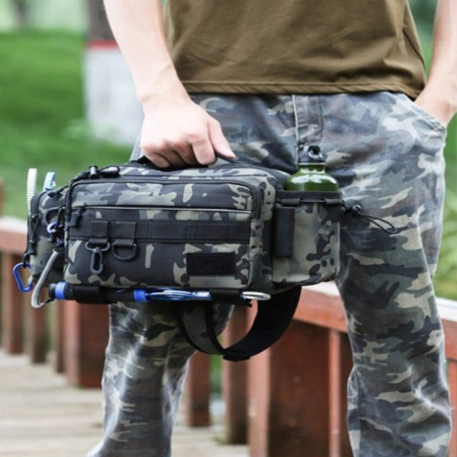 Grey camo tactical fishing tackle bag