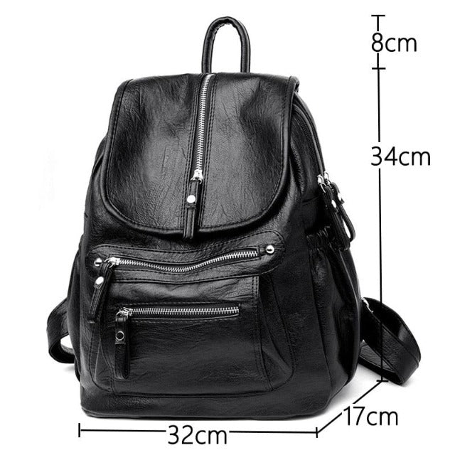 Grey leather backpack purse for women