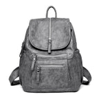 Grey leather backpack purse for women