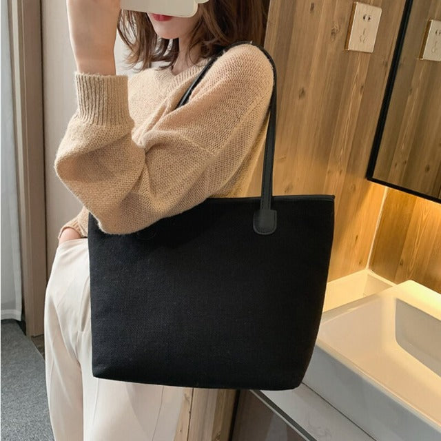 Black canvas shopper bag