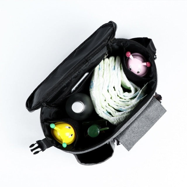 Black stroller diaper bag