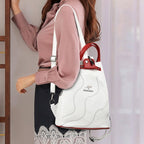 White convertible leather backpack purse for women