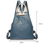 Black convertible leather backpack purse for women