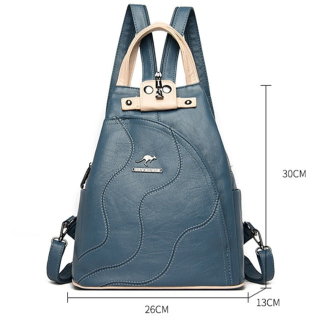 Black convertible leather backpack purse for women