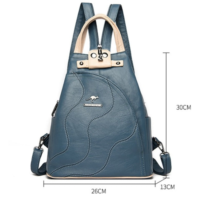 White convertible leather backpack purse for women