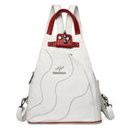White convertible leather backpack purse for women