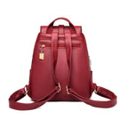Red convertible leather backpack for women