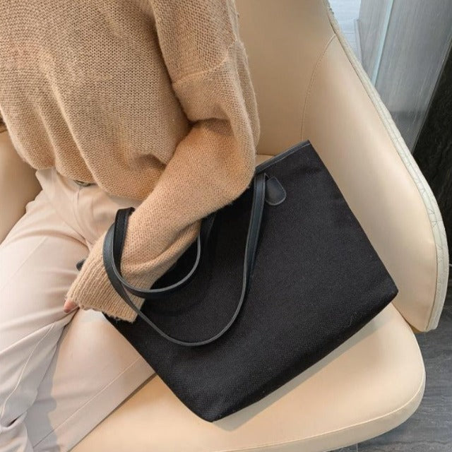 Black canvas shopper bag