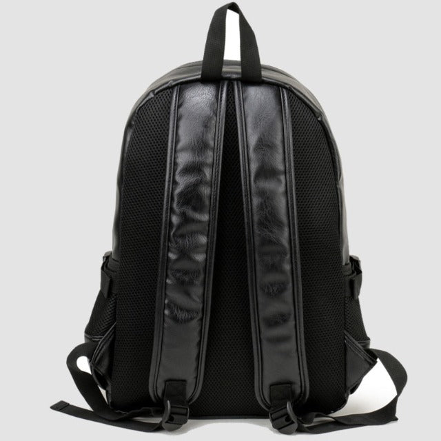 Black leather backpack for men