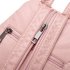 Small pink cat leather backpack for women