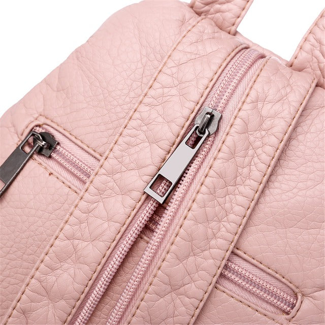 Small pink cat leather backpack for women