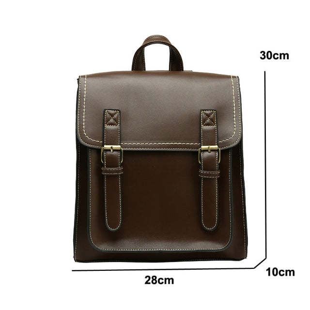 Brown leather satchel bag for women