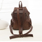 Vintage dark brown leather backpack
