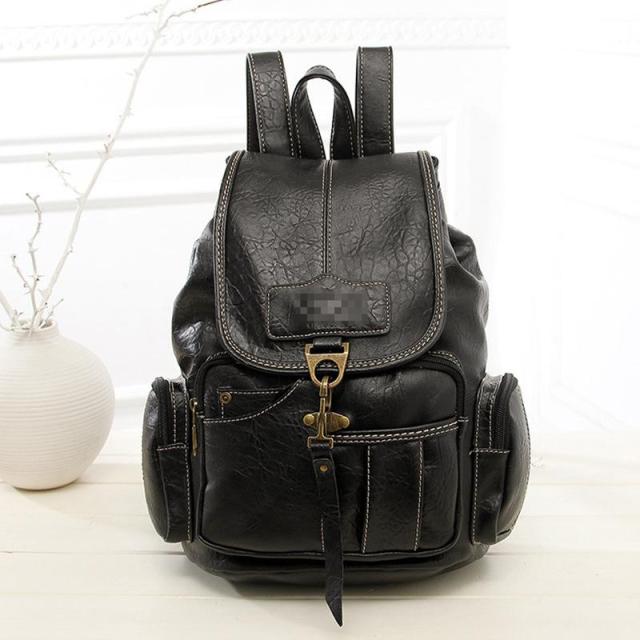 Vintage black leather backpack