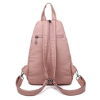 Small pink cat leather backpack for women