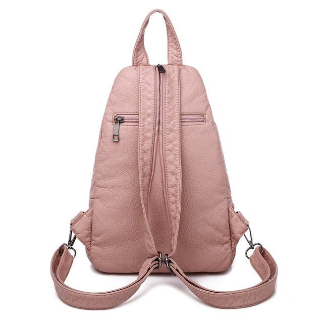 Small pink cat leather backpack for women
