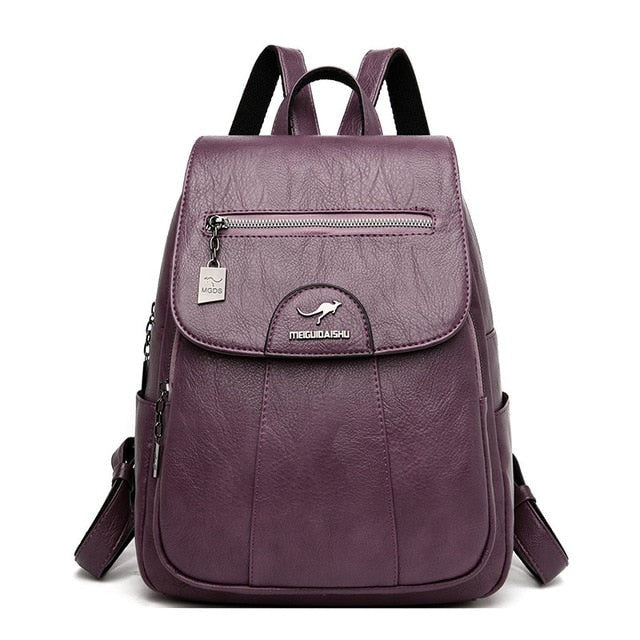 Sac cartable en cuir violet pour femme