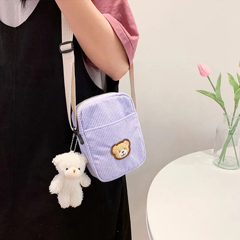 Amblot Purple Small corduroy purse with zipper closure
