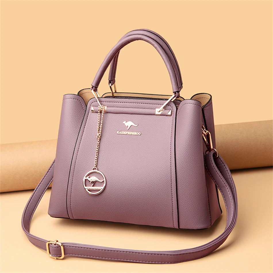 Amblot Purple Structured leather shoulder bag