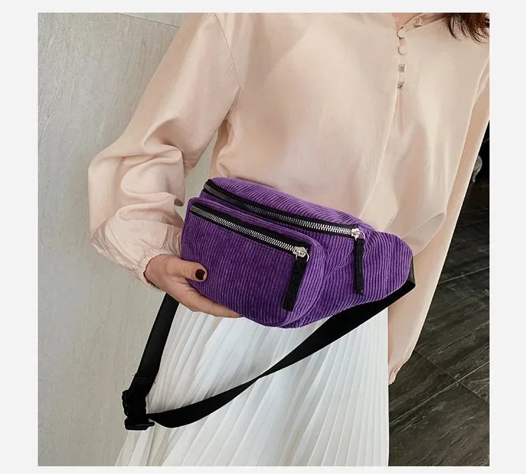 Amblot Purple Versatile corduroy bum bag