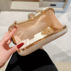 Amblot Rectangular corduroy purse with shiny handle